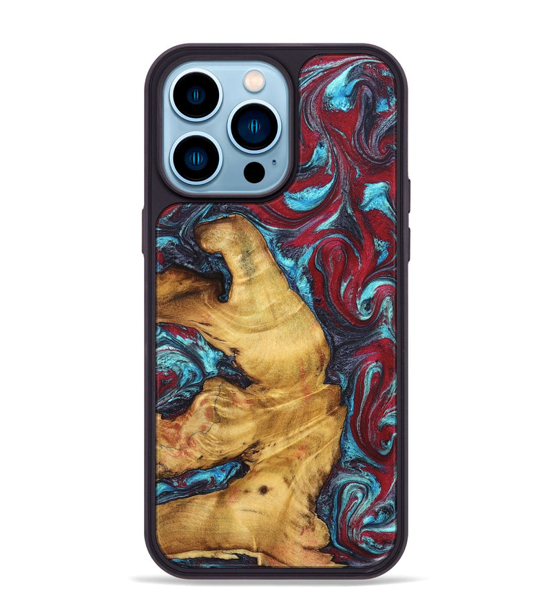 iPhone 14 Pro Max Wood Phone Case - Tre (Red, 825381)