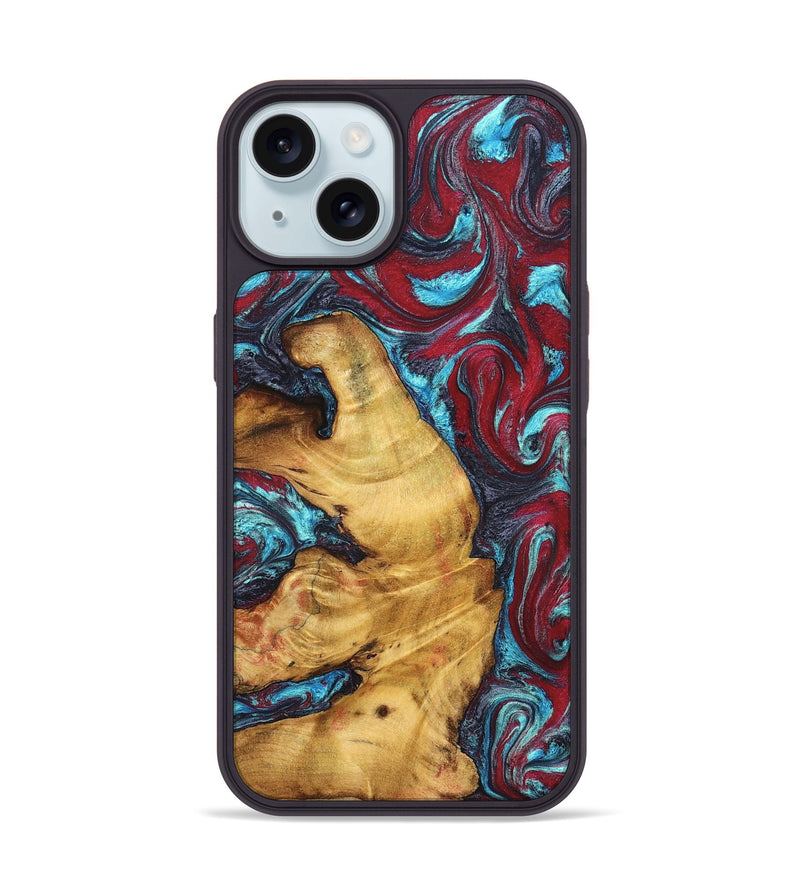 iPhone 15 Wood Phone Case - Tre (Red, 825381)