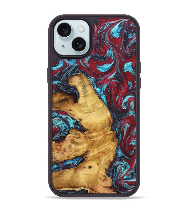 iPhone 15 Plus Wood Phone Case - Tre (Red, 825381)