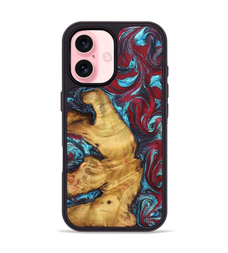 iPhone 16 Wood Phone Case - Tre (Red, 825381)