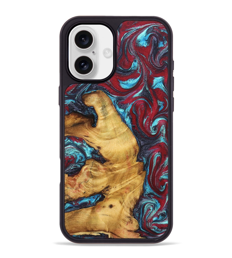 iPhone 16 Plus Wood Phone Case - Tre (Red, 825381)