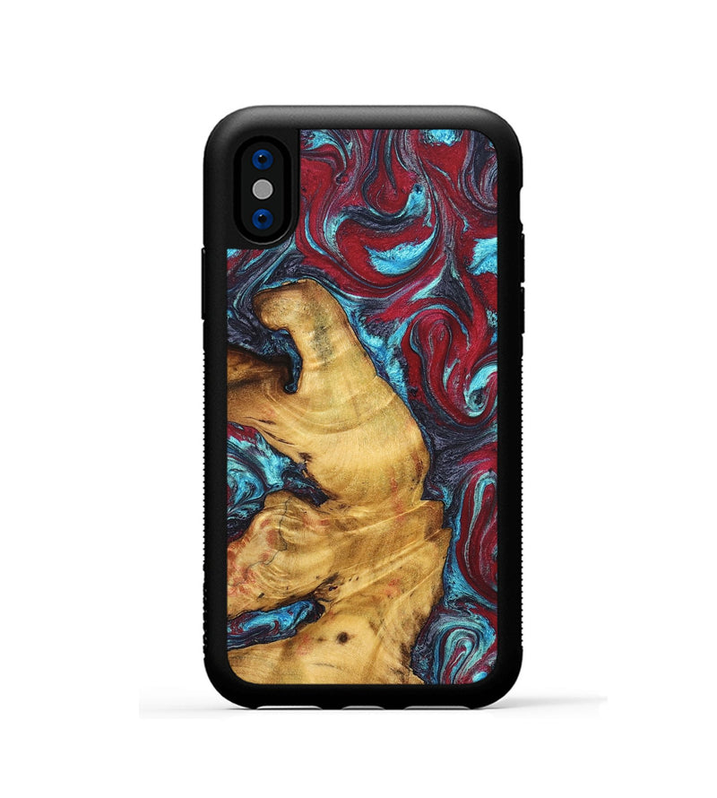 iPhone Xs Wood Phone Case - Tre (Red, 825381)