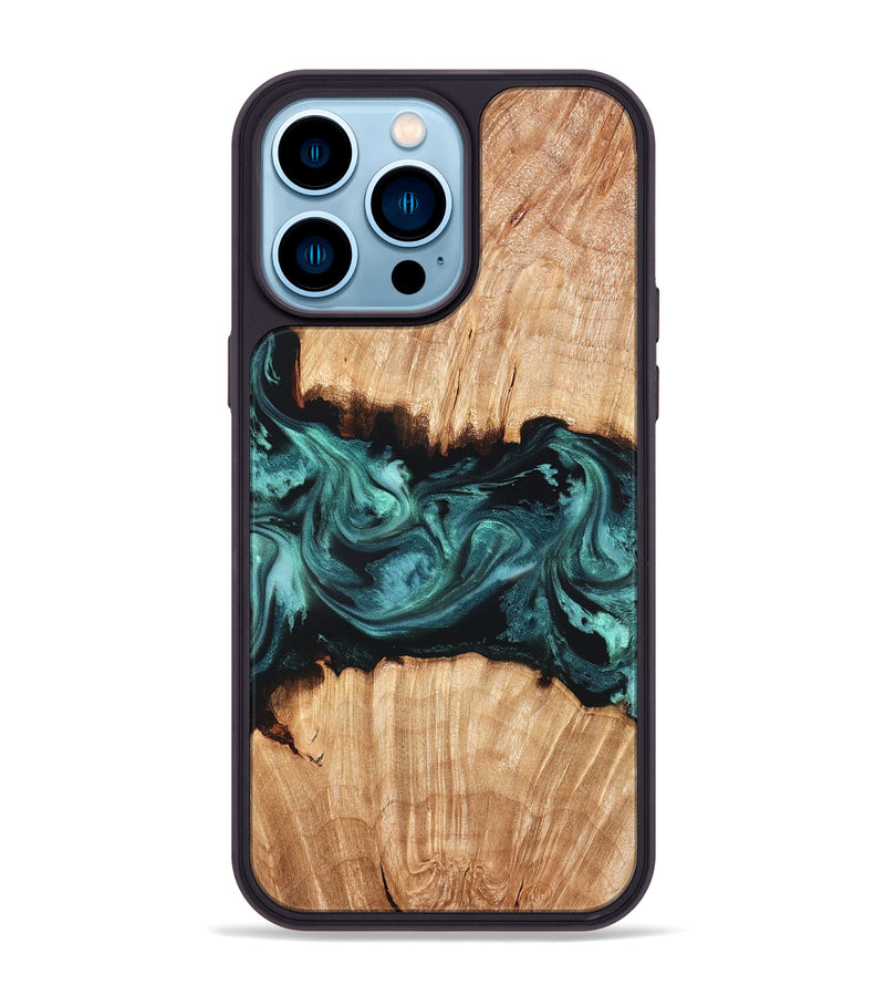 iPhone 14 Pro Max Wood Phone Case - Tiana (Green, 825531)