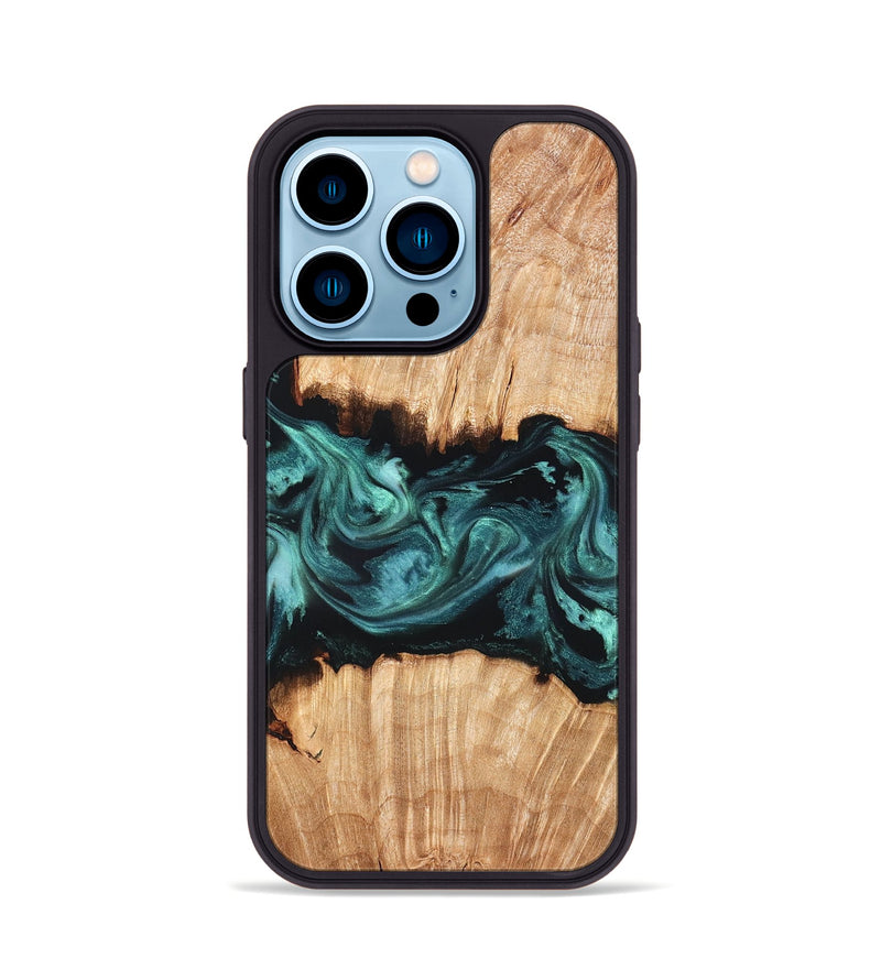 iPhone 14 Pro Wood Phone Case - Tiana (Green, 825531)