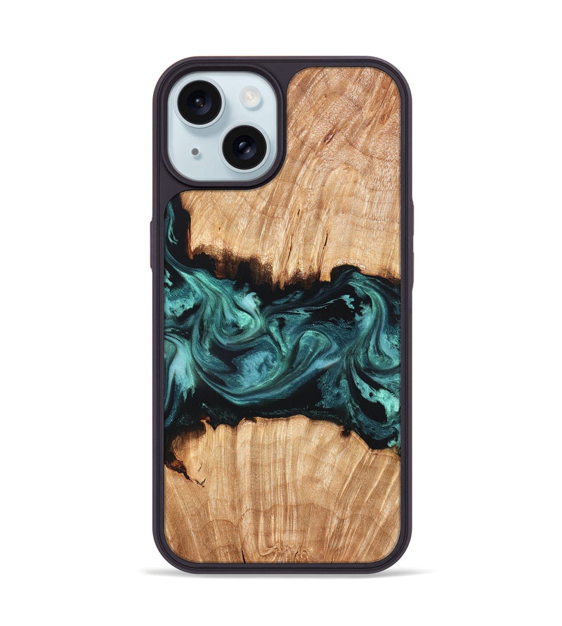 iPhone 15 Wood Phone Case - Tiana (Green, 825531)