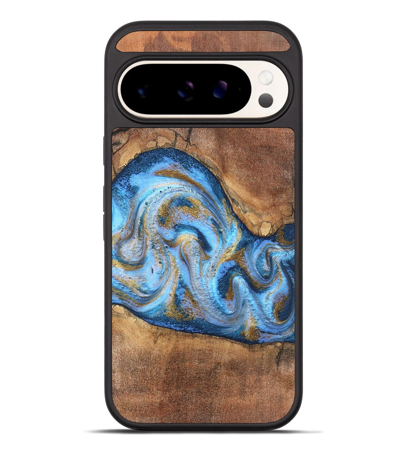 Pixel 10 Pro XL Wood Phone Case - Mandy (Teal & Gold, 825548)