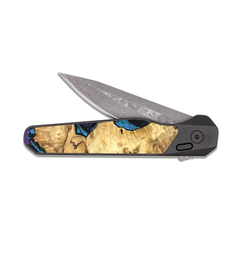 EDC Dark Damascus Wood Pocket Knife - Kaitlyn (Purple, 825579)