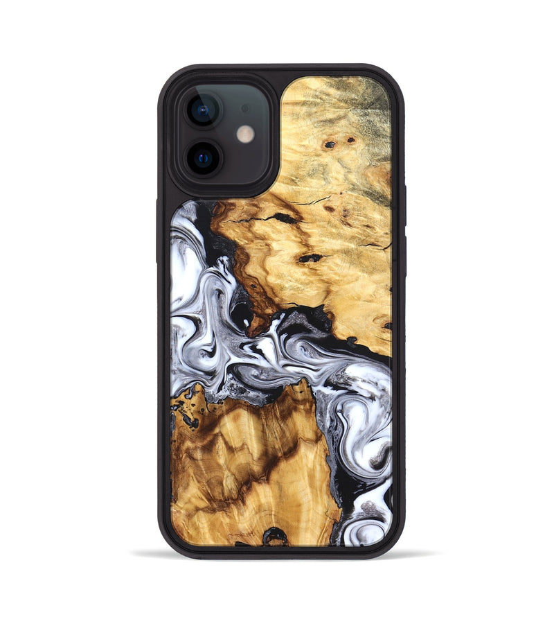 iPhone 12 Wood Phone Case - Phil (Black & White, 825589)