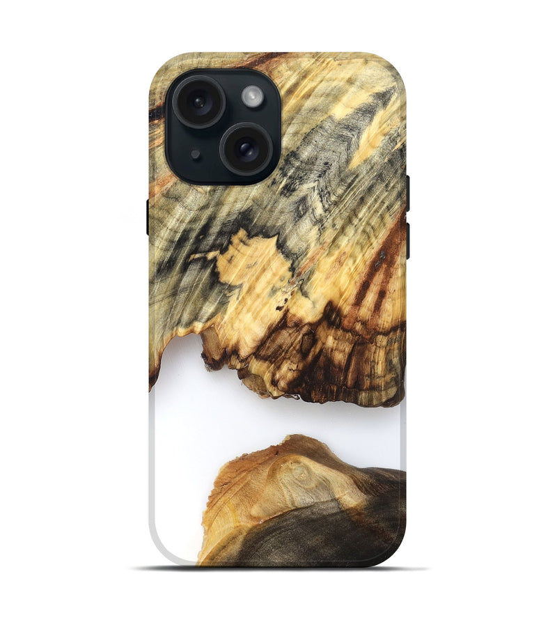 iPhone 15 Wood Live Edge Phone Case - Ryan (Clear, 825601)