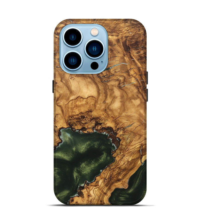 iPhone 14 Pro Wood Live Edge Phone Case - Irving (Ancient Olive, 825604)