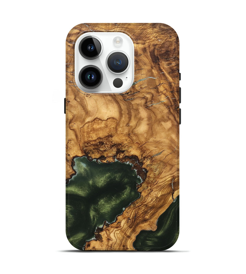 iPhone 15 Pro Wood Live Edge Phone Case - Irving (Ancient Olive, 825604)