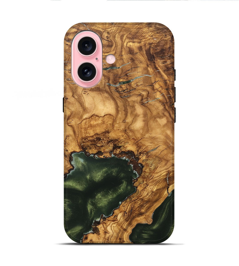 iPhone 16 Wood Live Edge Phone Case - Irving (Ancient Olive, 825604)