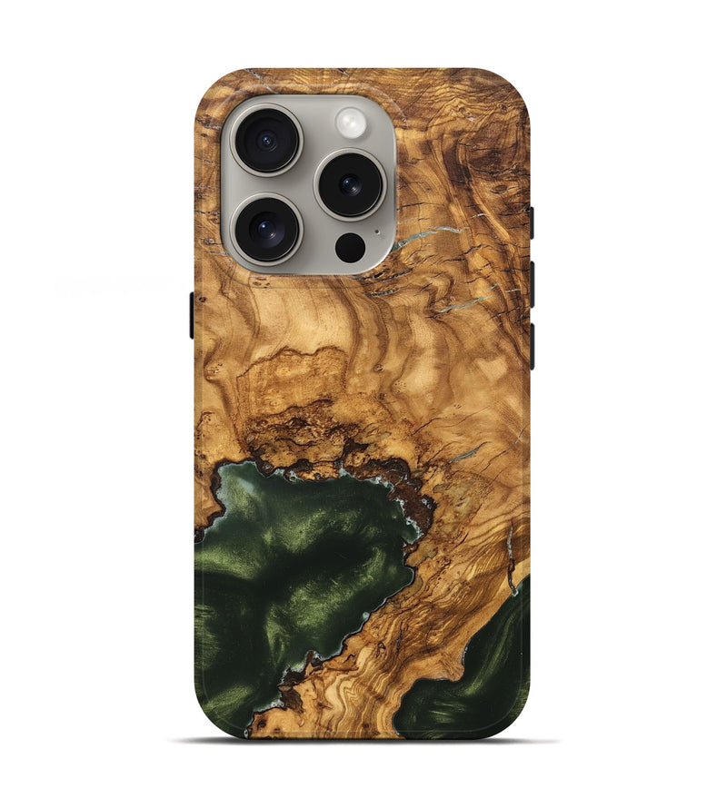 iPhone 16 Pro Wood Live Edge Phone Case - Irving (Ancient Olive, 825604)