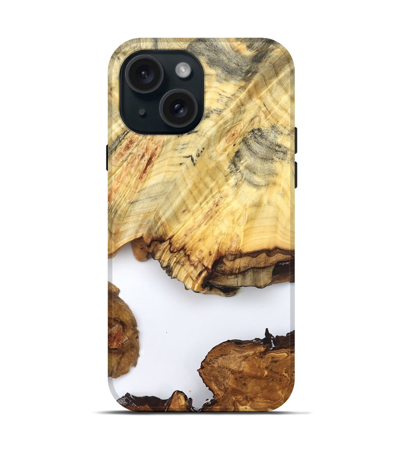 iPhone 15 Wood Live Edge Phone Case - Jayde (Clear, 825609)