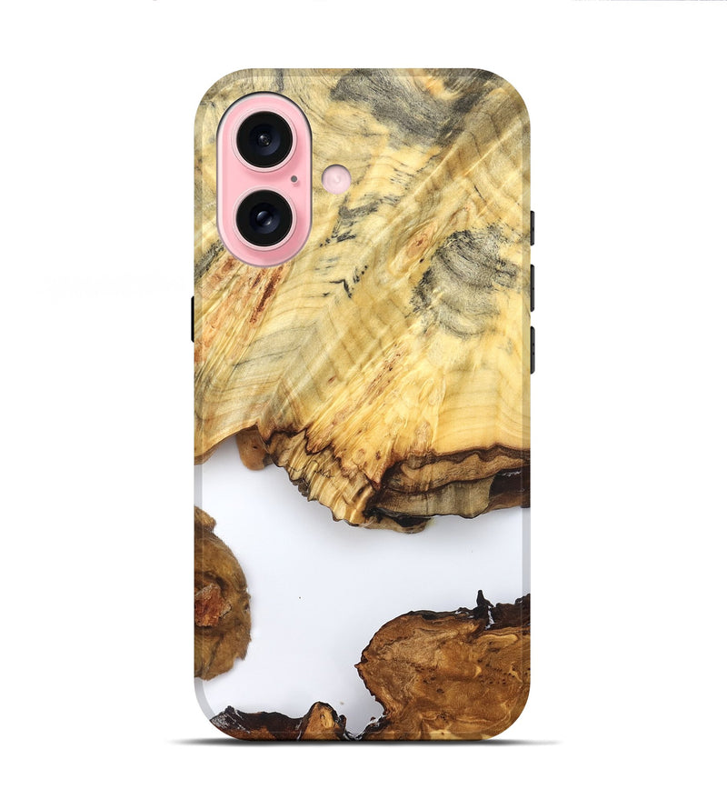 iPhone 16 Wood Live Edge Phone Case - Jayde (Clear, 825609)