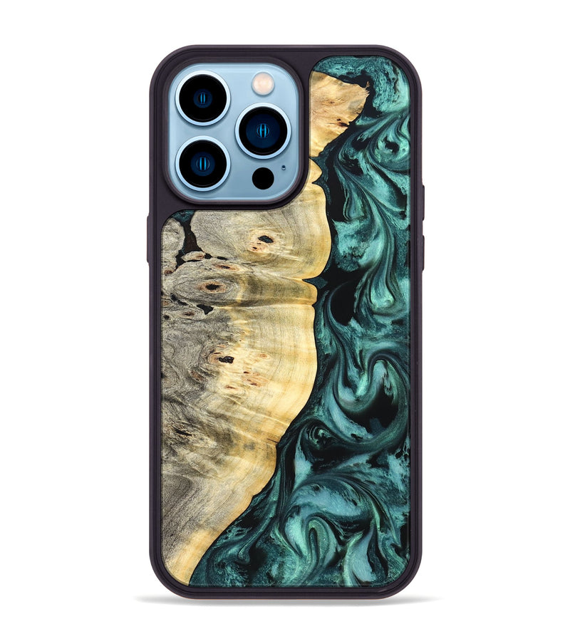 iPhone 14 Pro Max Wood Phone Case - Bradley (Green, 825669)