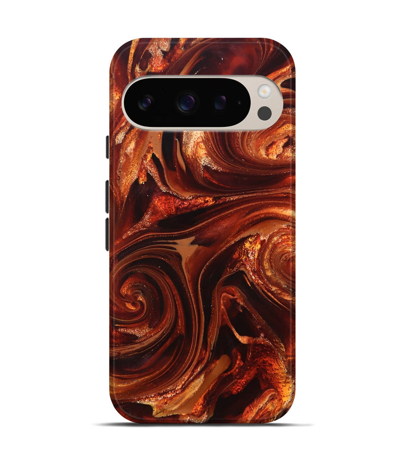 Pixel 9 ResinArt Live Edge Phone Case - Asia (Red, 825695)