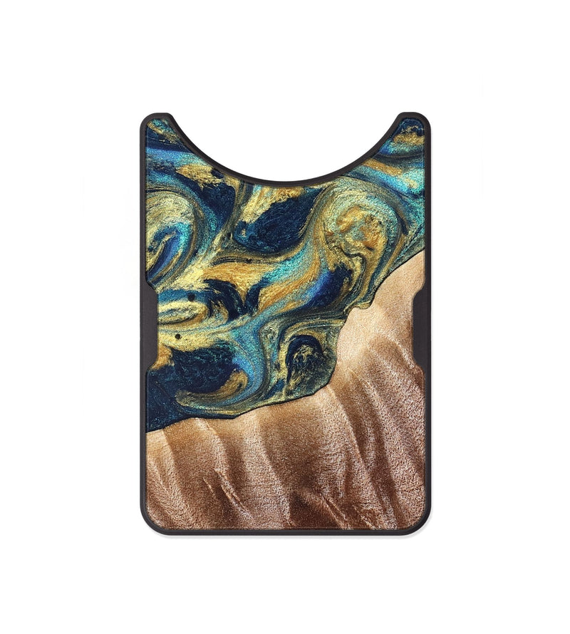 Alloy Wood Wallet - Leesa (Teal & Gold, 825714)