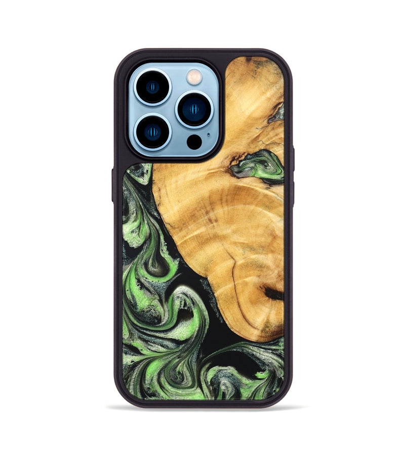 iPhone 14 Pro Wood Phone Case - Jaylynn (Green, 825717)