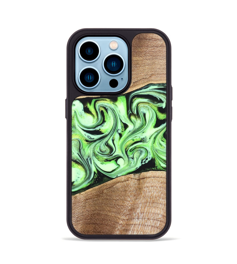iPhone 14 Pro Wood Phone Case - Kecia (Green, 825719)