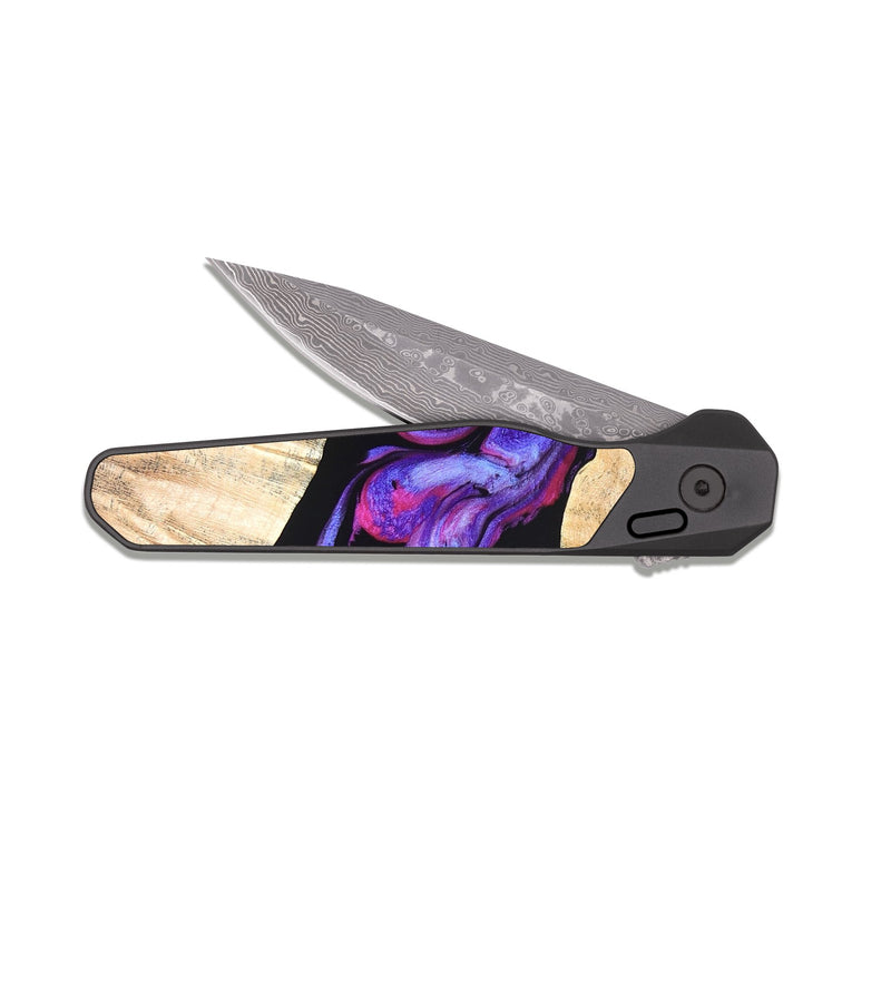 EDC Dark Damascus Wood Pocket Knife - Hilary (Purple, 825764)