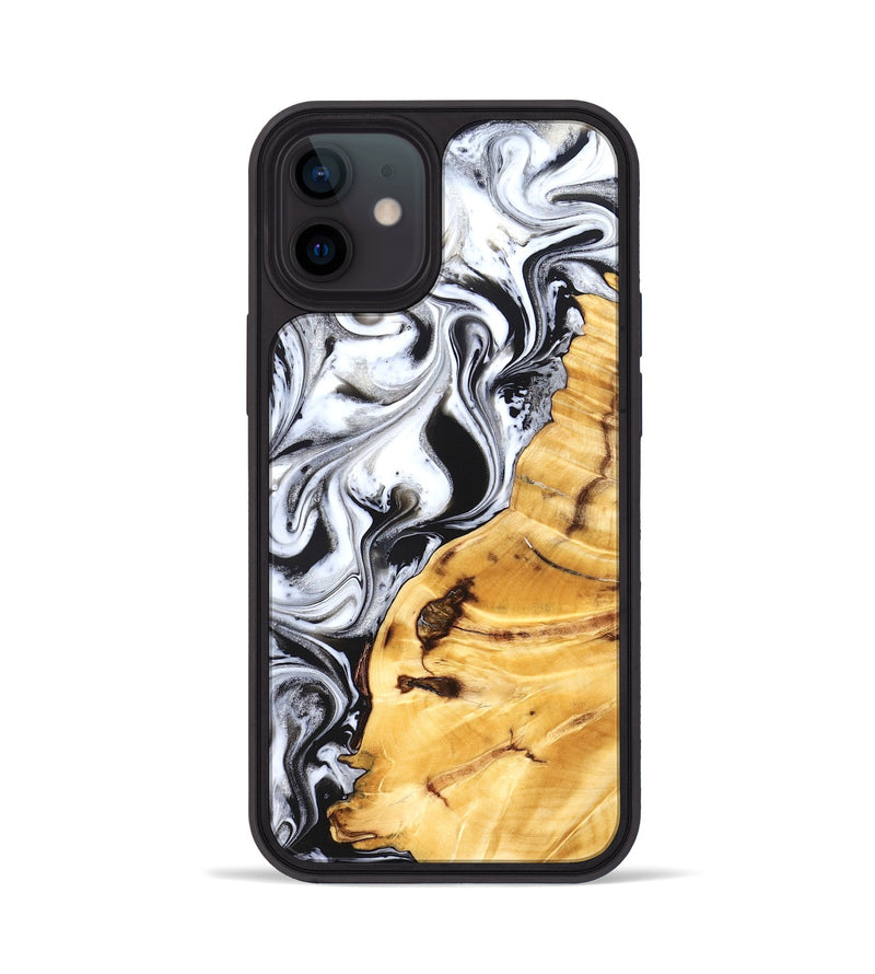iPhone 12 Wood Phone Case - Waylen (Black & White, 825843)