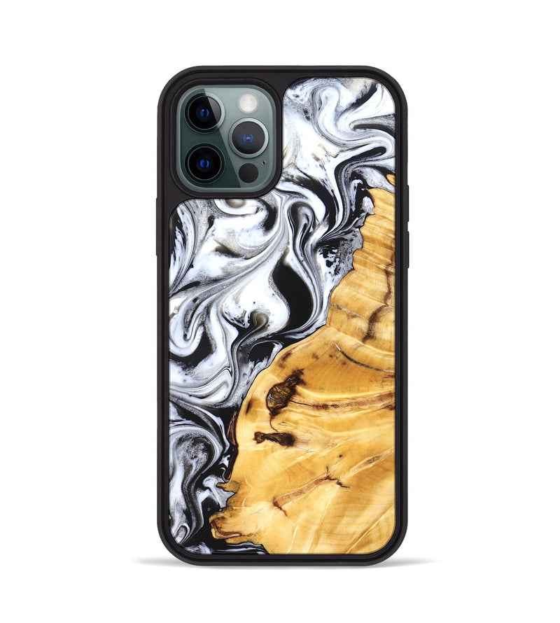 iPhone 12 Pro Wood Phone Case - Waylen (Black & White, 825843)