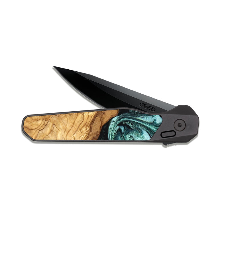 EDC Dark Slate Wood Pocket Knife - Opal (Ancient Olive, 825920)