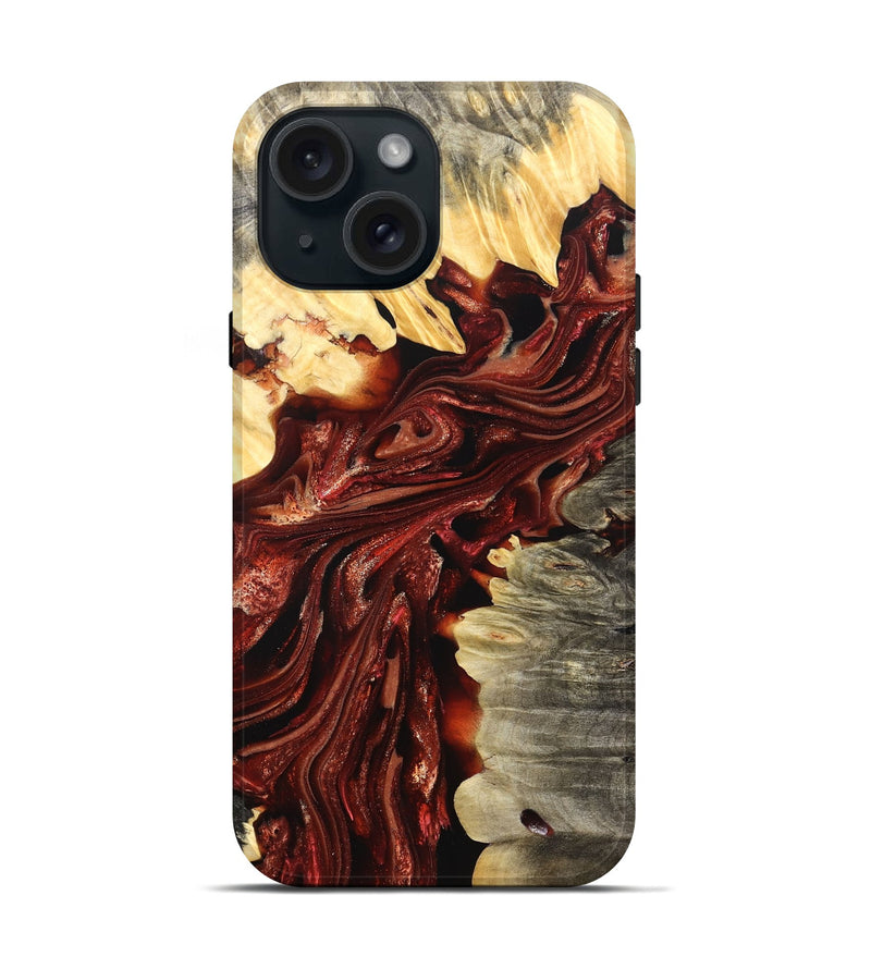 iPhone 15 Wood Live Edge Phone Case - Jolie (Red, 825939)