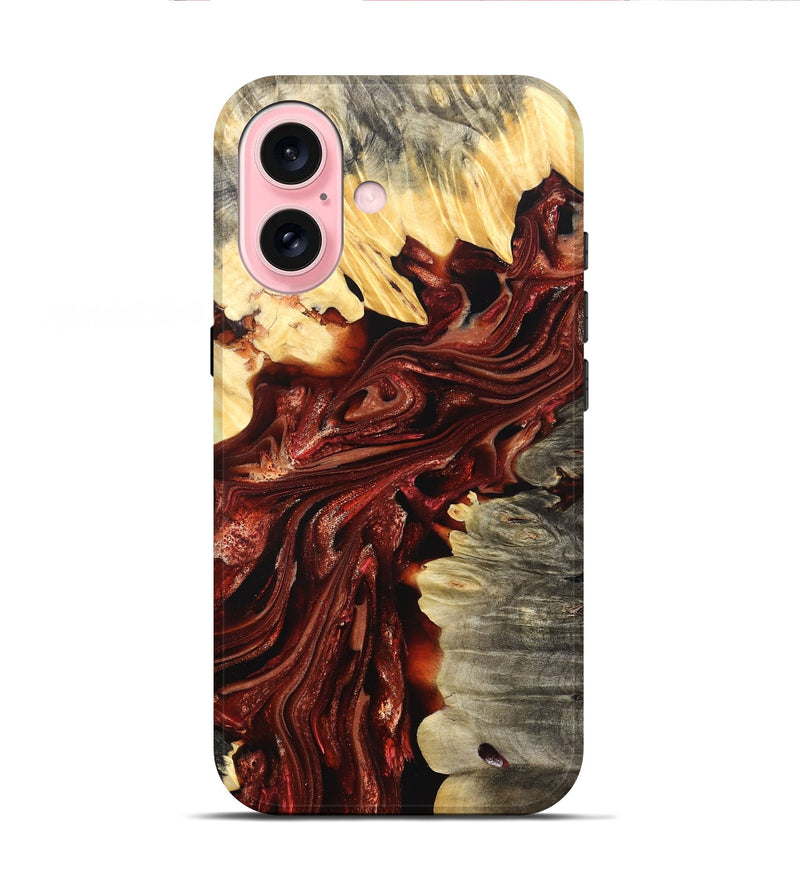 iPhone 16 Wood Live Edge Phone Case - Jolie (Red, 825939)