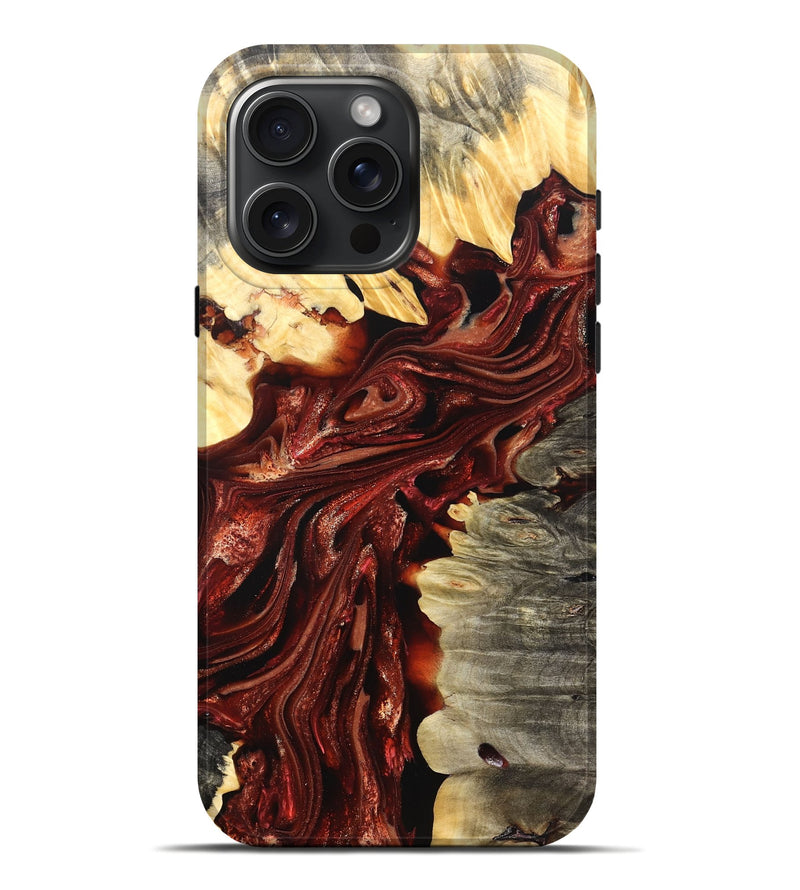 iPhone 16 Pro Max Wood Live Edge Phone Case - Jolie (Red, 825939)