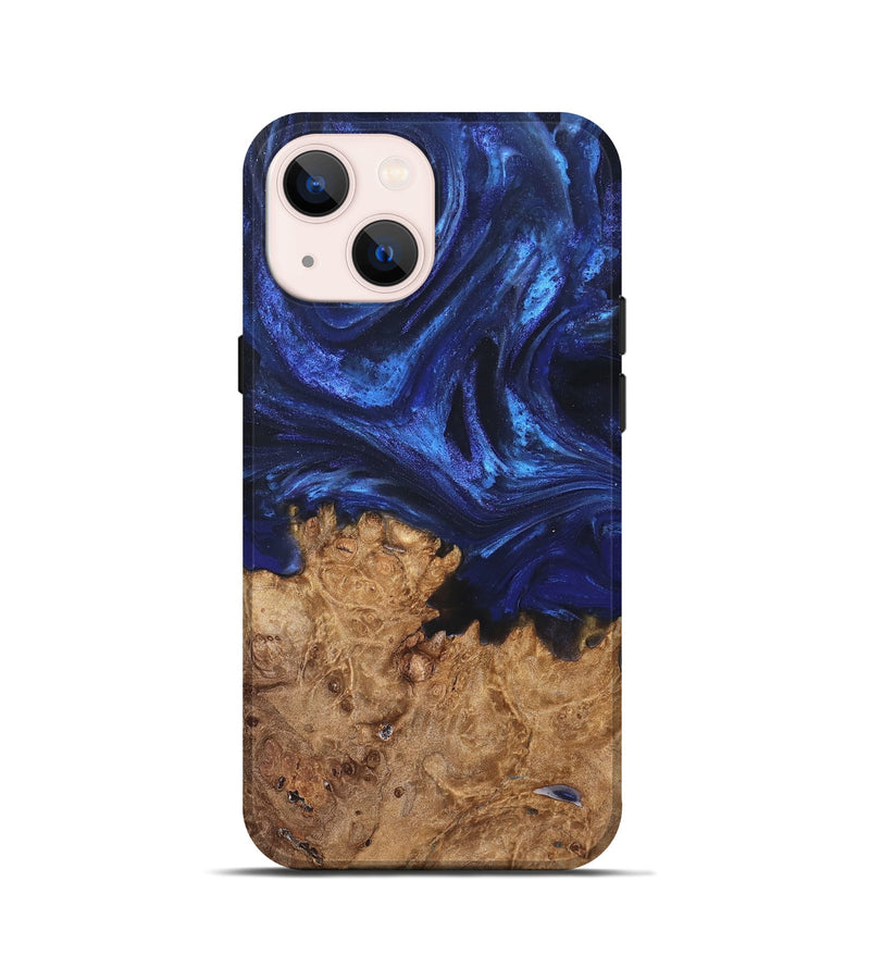 iPhone 13 mini Wood Live Edge Phone Case - Kim (Blue, 825940)