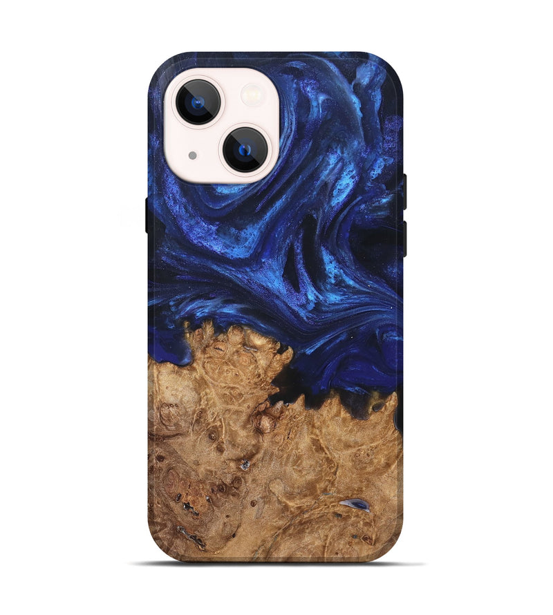 iPhone 14 Wood Live Edge Phone Case - Kim (Blue, 825940)