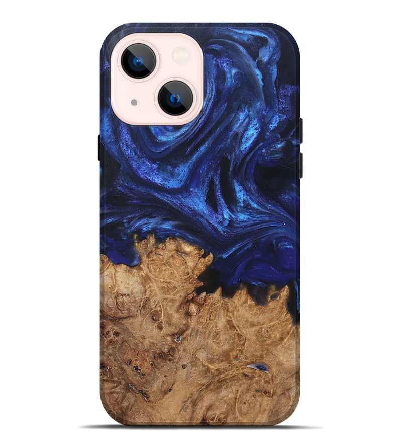 iPhone 14 Plus Wood Live Edge Phone Case - Kim (Blue, 825940)