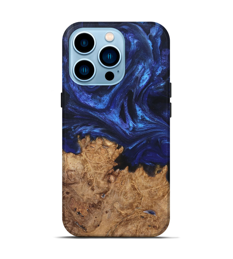 iPhone 14 Pro Wood Live Edge Phone Case - Kim (Blue, 825940)