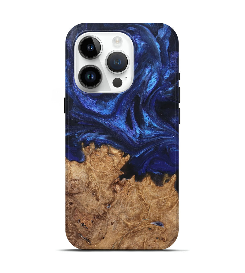 iPhone 15 Pro Wood Live Edge Phone Case - Kim (Blue, 825940)