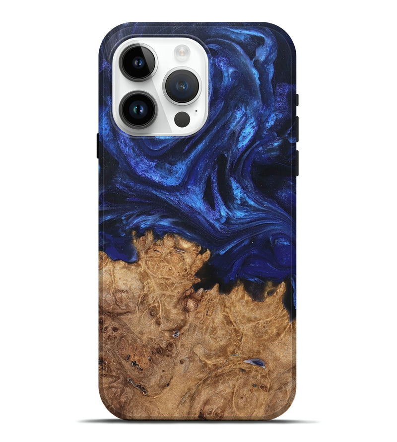 iPhone 15 Pro Max Wood Live Edge Phone Case - Kim (Blue, 825940)