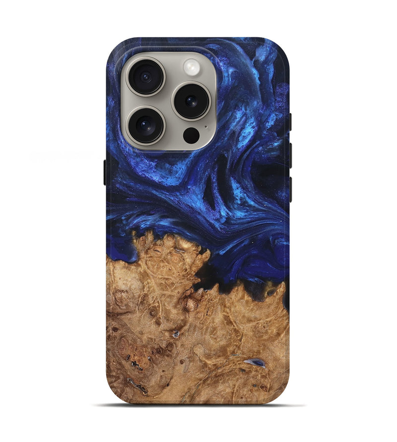 iPhone 16 Pro Wood Live Edge Phone Case - Kim (Blue, 825940)
