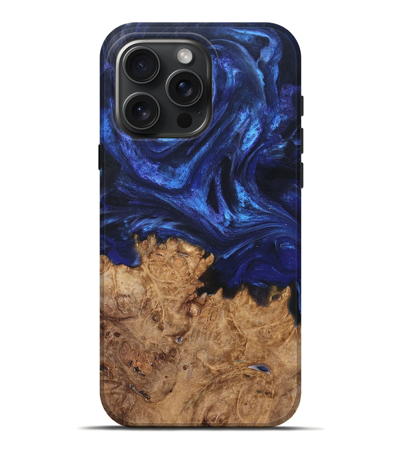 iPhone 16 Pro Max Wood Live Edge Phone Case - Kim (Blue, 825940)