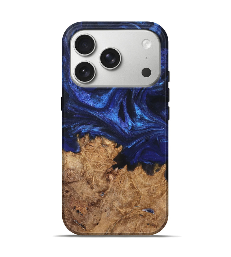 iPhone 17 Pro Wood Live Edge Phone Case - Kim (Blue, 825940)