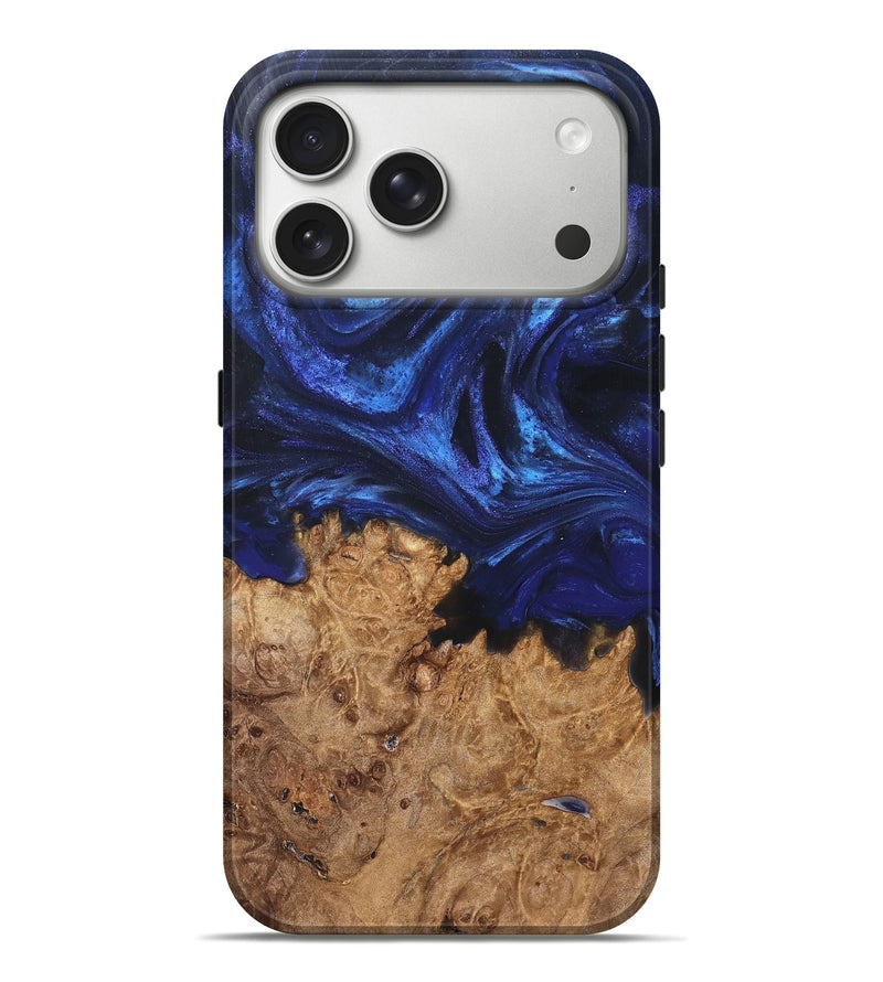 iPhone 17 Pro Max Wood Live Edge Phone Case - Kim (Blue, 825940)