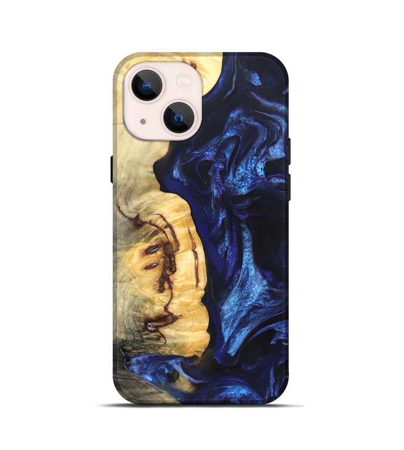 iPhone 13 mini Wood Live Edge Phone Case - Cassie (Blue, 825941)