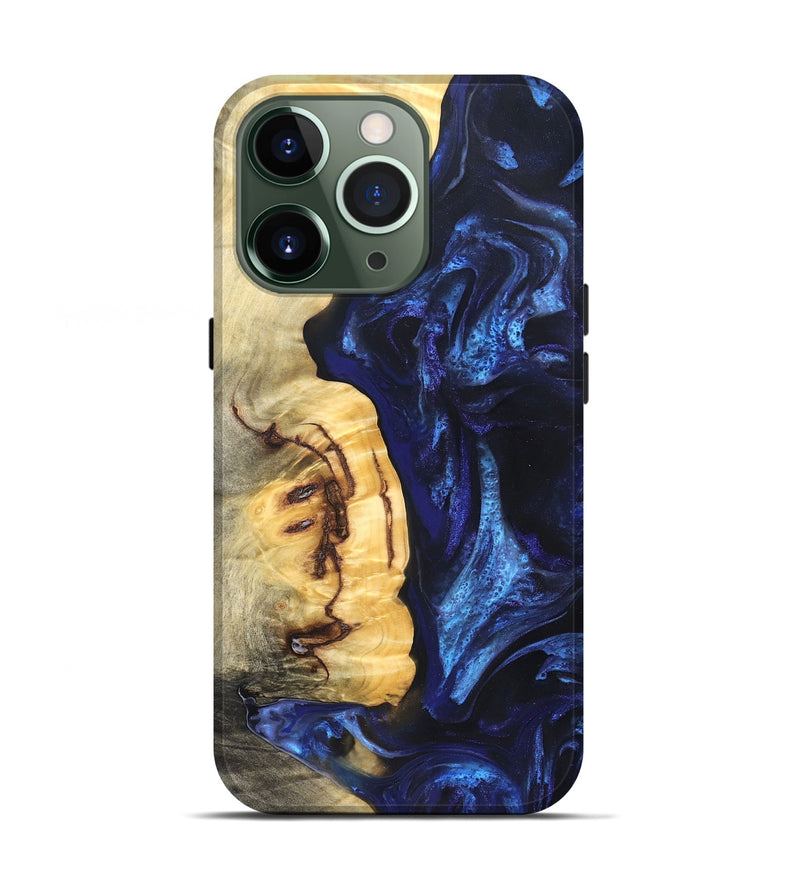iPhone 13 Pro Wood Live Edge Phone Case - Cassie (Blue, 825941)