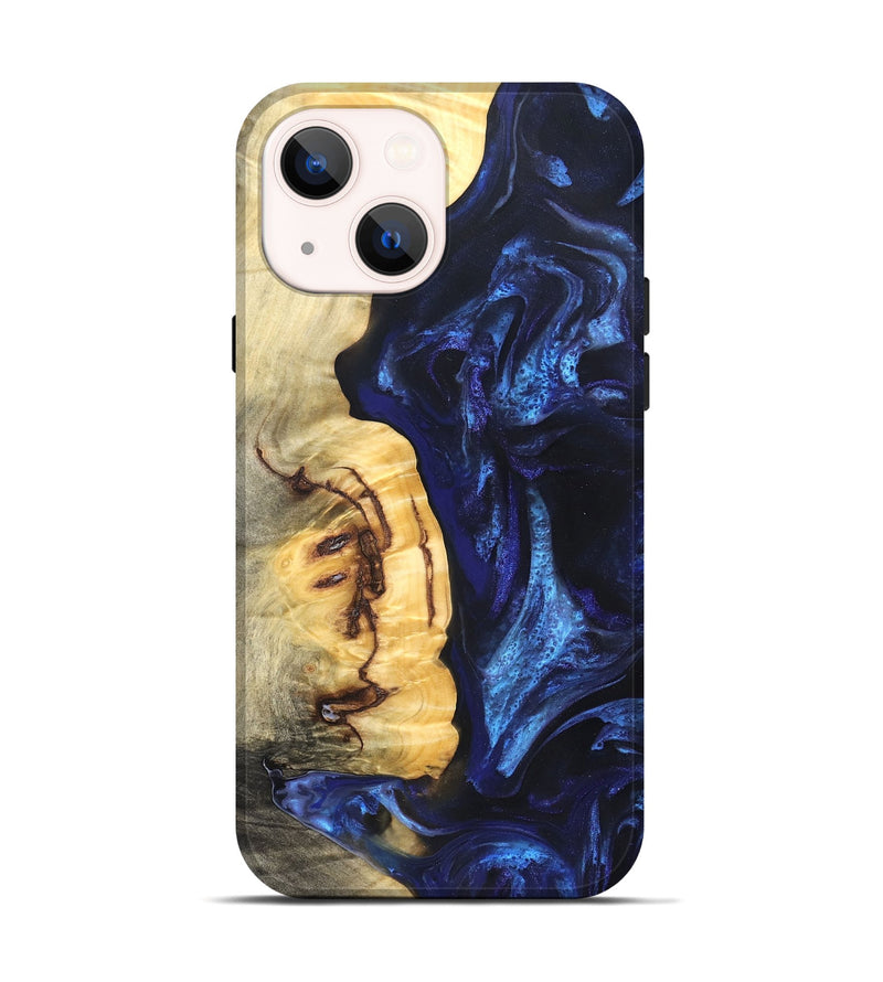iPhone 14 Wood Live Edge Phone Case - Cassie (Blue, 825941)