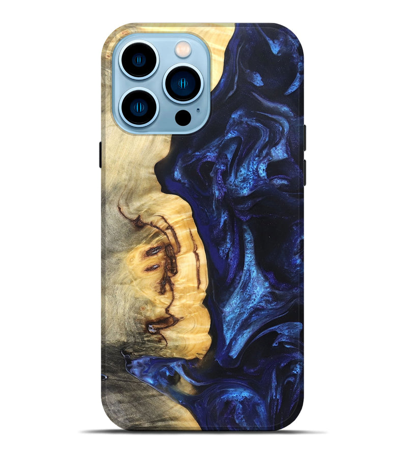 iPhone 14 Pro Max Wood Live Edge Phone Case - Cassie (Blue, 825941)