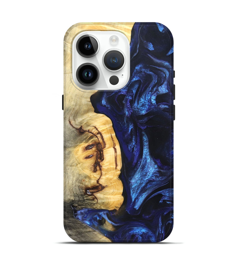 iPhone 15 Pro Wood Live Edge Phone Case - Cassie (Blue, 825941)