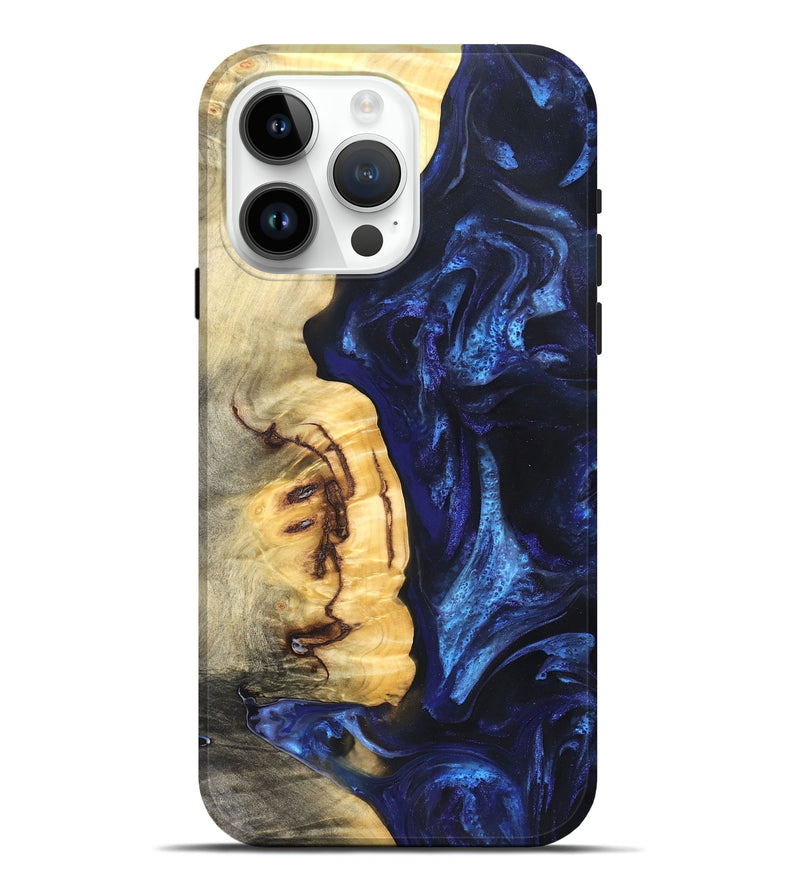 iPhone 15 Pro Max Wood Live Edge Phone Case - Cassie (Blue, 825941)