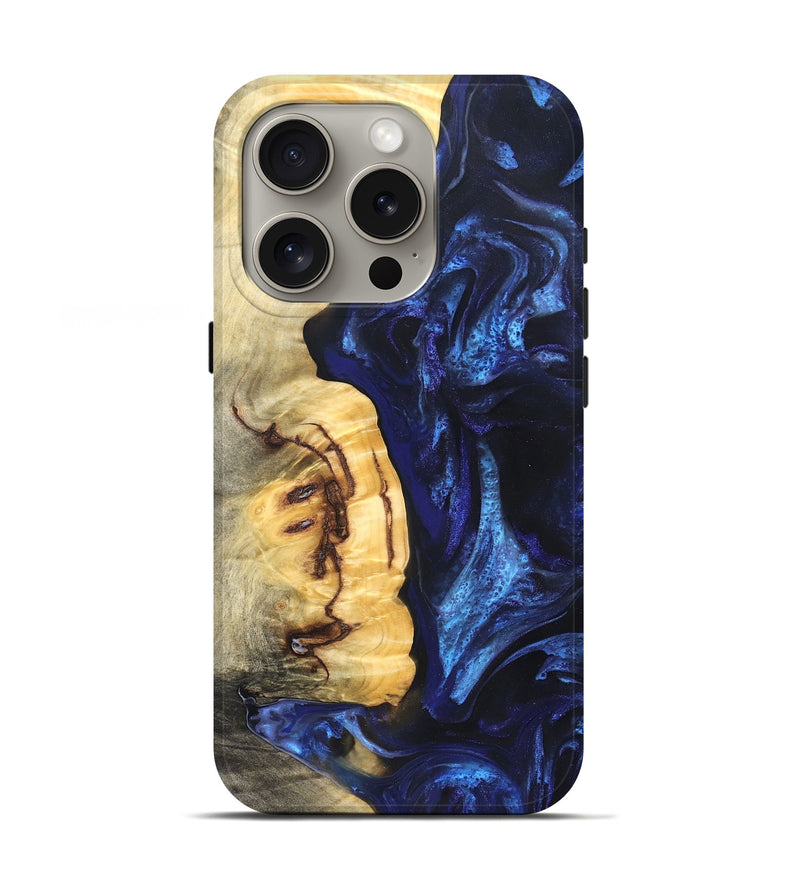 iPhone 16 Pro Wood Live Edge Phone Case - Cassie (Blue, 825941)