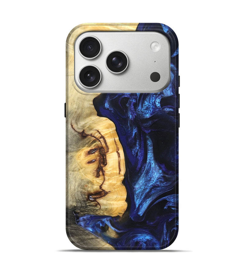 iPhone 17 Pro Wood Live Edge Phone Case - Cassie (Blue, 825941)