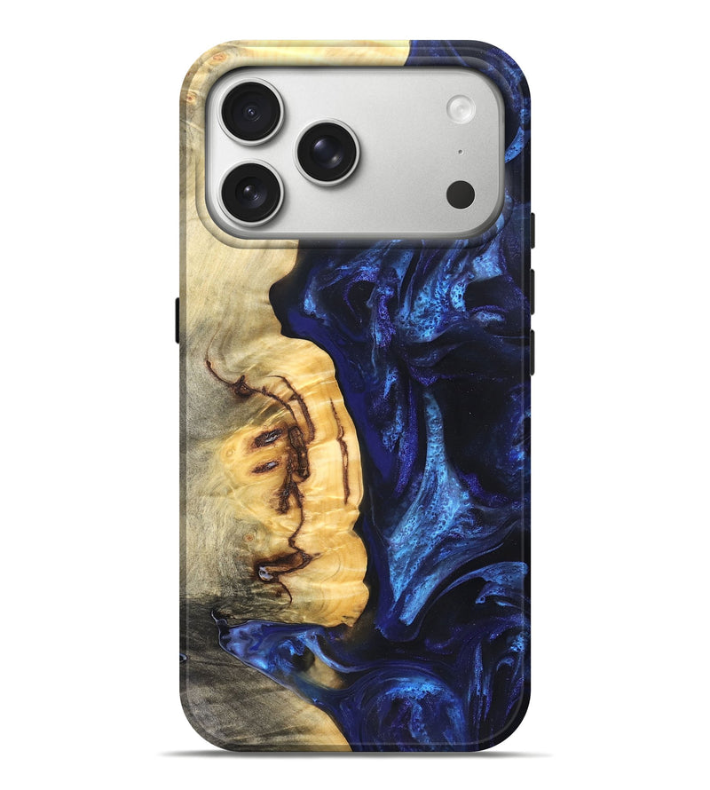 iPhone 17 Pro Max Wood Live Edge Phone Case - Cassie (Blue, 825941)